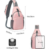 RFID-Protected Sling Bag – USB Charging Crossbody Backpack for Travel & Hiking | Lightweight Chest Daypack for Women & Men (Pink)