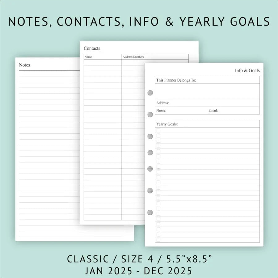2025 Weekly & Monthly Planner Refill – 5.5" x 8.5" Classic Desk Size with Ruled Daily Blocks 📒