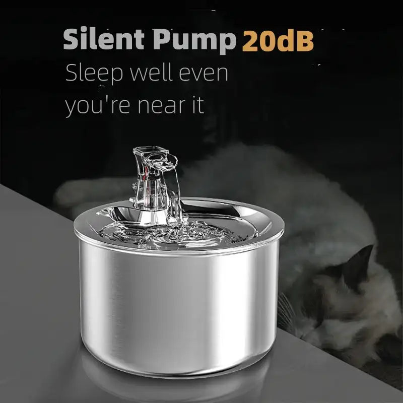 “2L Stainless Steel Pet Water Fountain – Automatic Cat & Dog Water Dispenser with Optional Sensor & Heater”