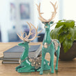 Blue-Green Resin Deer Sculpture – Elegant Reindeer Figurine for Modern Home & Office Décor