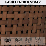 “5-Piece Outdoor Dining Set – 4 Leather-Look Wicker Swivel Chairs & Square Woodgrain Patio Table”