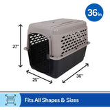 Vibrant Life Medium Pet Kennel (36") – Plastic Travel Dog Crate & Carrier for Pets 50–70 lbs (Grey)