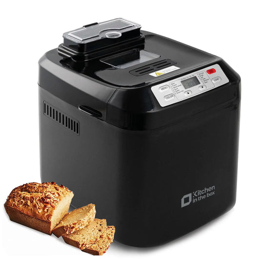 Kitchen in the Box 2LB Bread Machine – 12 Presets, Auto Fruit & Nut Dispenser, Gluten-Free Bread Maker