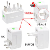 Universal Worldwide Travel Adapter – AU/UK/US/EU Plug Converter with AC Power Socket & Dual USB Charging Ports