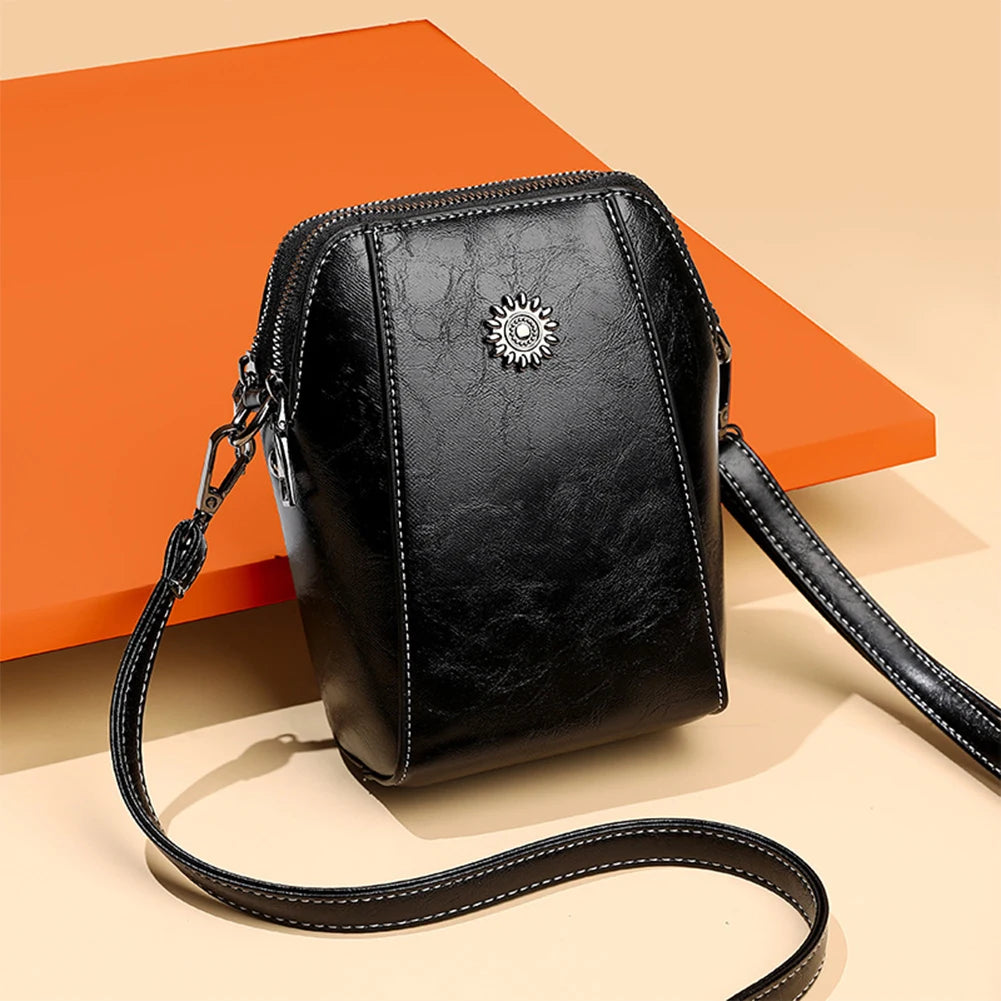 Women’s Retro PU Crossbody Bag — Waterproof Scratch-Resistant Phone Wallet Messenger Purse