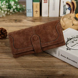Women’s Faux Suede Long Wallet – Folding Buckle Purse with Phone Pocket, Card Holder & Elegant Clutch Gift Bag