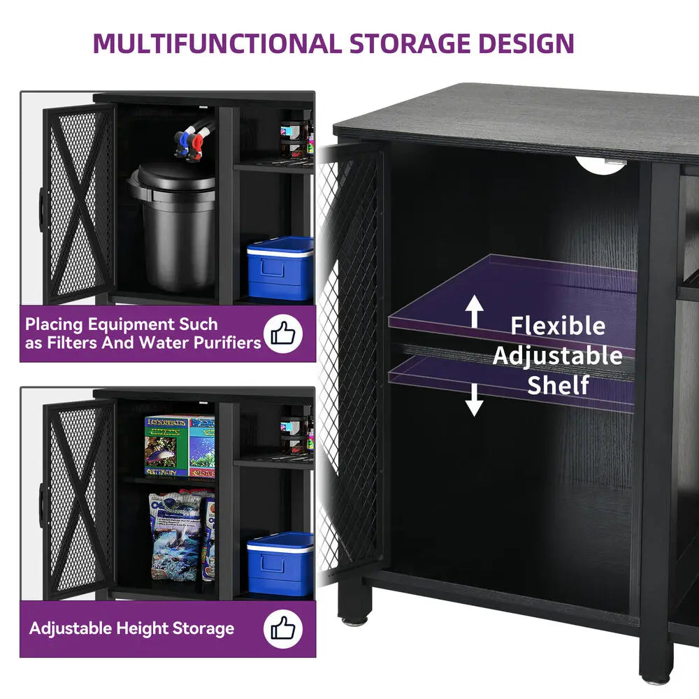 55–75 Gallon Fish Tank Stand – Heavy Duty Aquarium Cabinet with Storage & Built-In Power Outlets