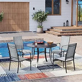 “7-Piece All-Weather Rattan Patio Dining Set – 60” Wood-Top Table with Umbrella Hole & 6 Cushioned Chairs for Outdoor Garden & Backyard”