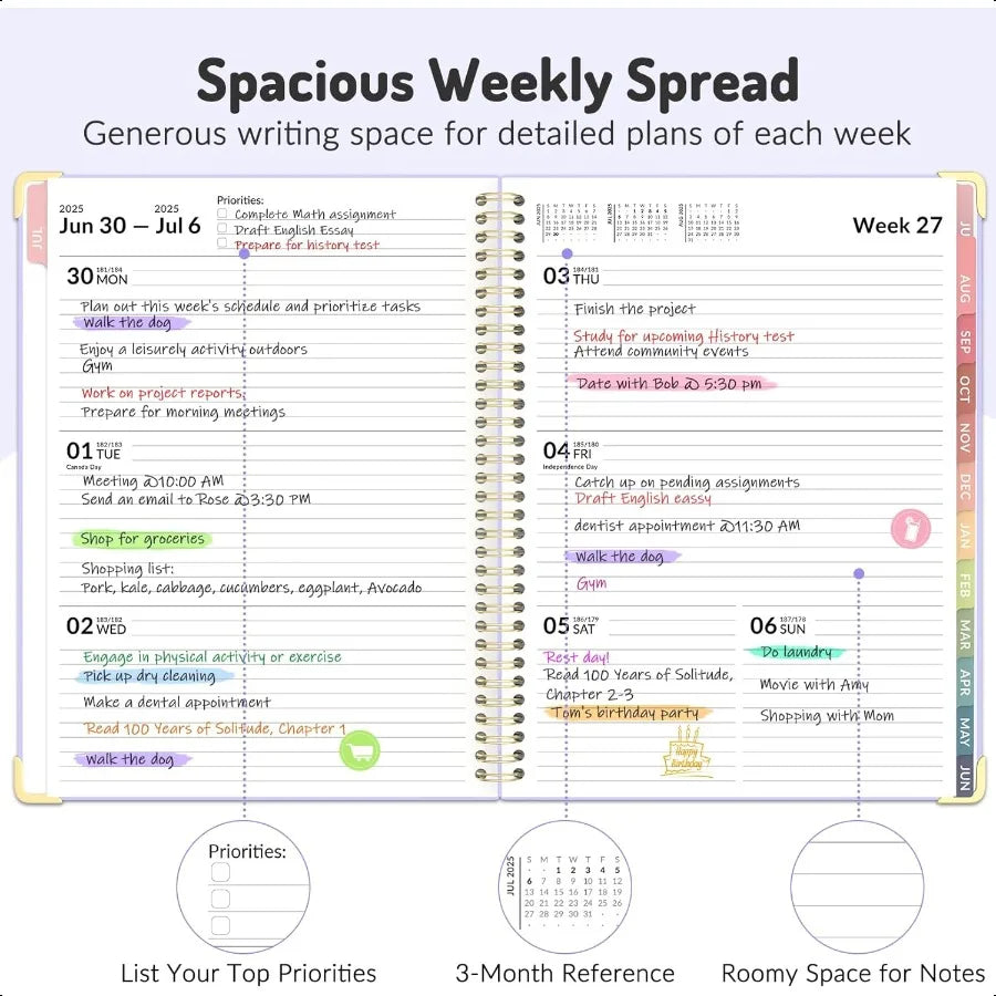 2025-2026 Academic 18-Month Daily & Weekly Agenda Planner – Hardcover Calendar Book