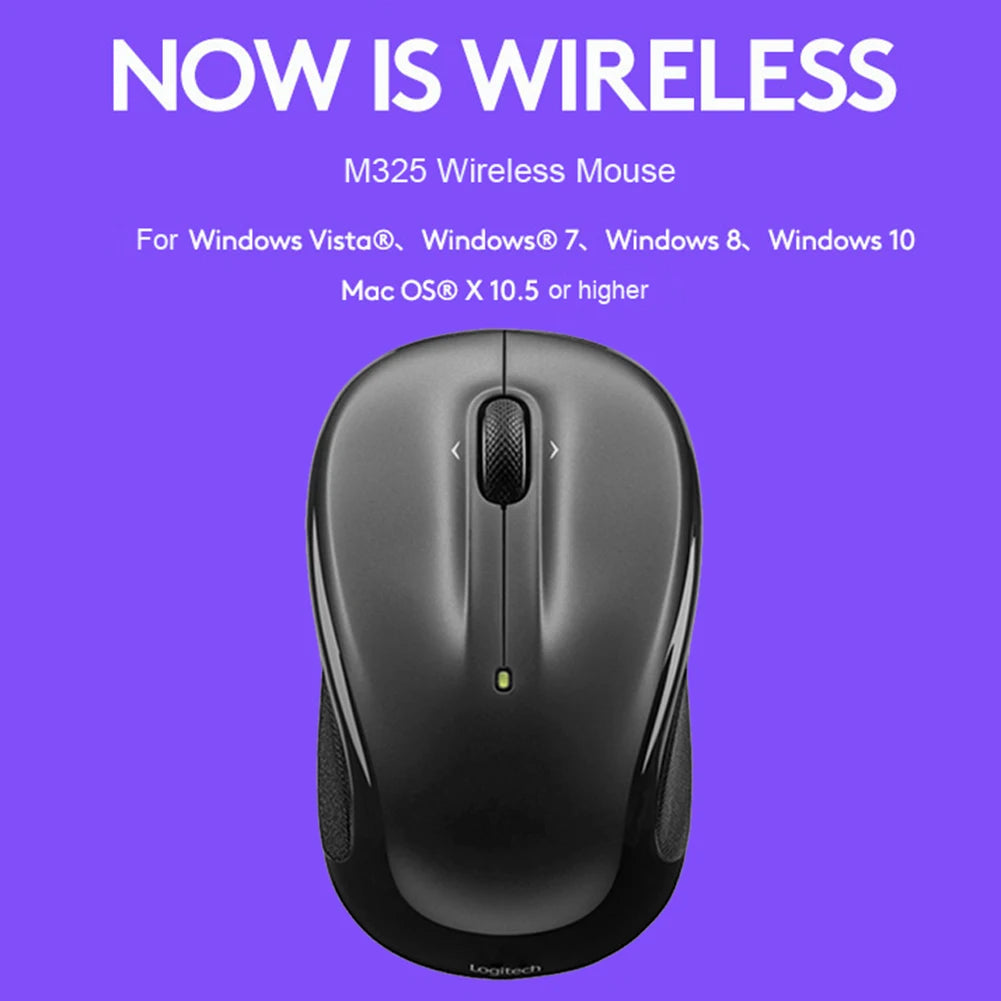 Logitech M325s/M235 Wireless Mouse – 2.4G USB Mouse with 3 Buttons, 1000 DPI Optical Sensor & Contour Shape with Rubber Grip