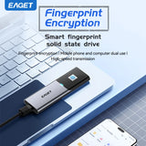 EAGET Fingerprint Encrypted Portable SSD 1TB/2TB – USB 3.2 Type-C Solid State Drive for PS5, PS4, Laptop & MacBook