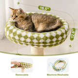 Mewoo Cat Scratching Post Bed – Small Cat Tower with Sisal Scratcher, Ball Track & Toys, Green & Brown Medium Size