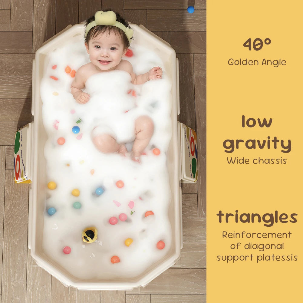 Animal Baby Portable Bathtub – Folding Newborn Swimming Pool with Real-Time Temperature Display & Shower Basin