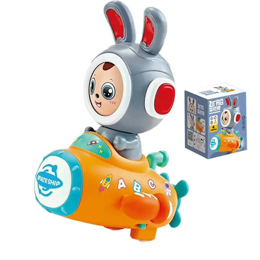 Musical Bunny Toy – Electric Light-Up Rabbit Car with Cute Face Changing Feature, Educational Preschool Toy for Kids