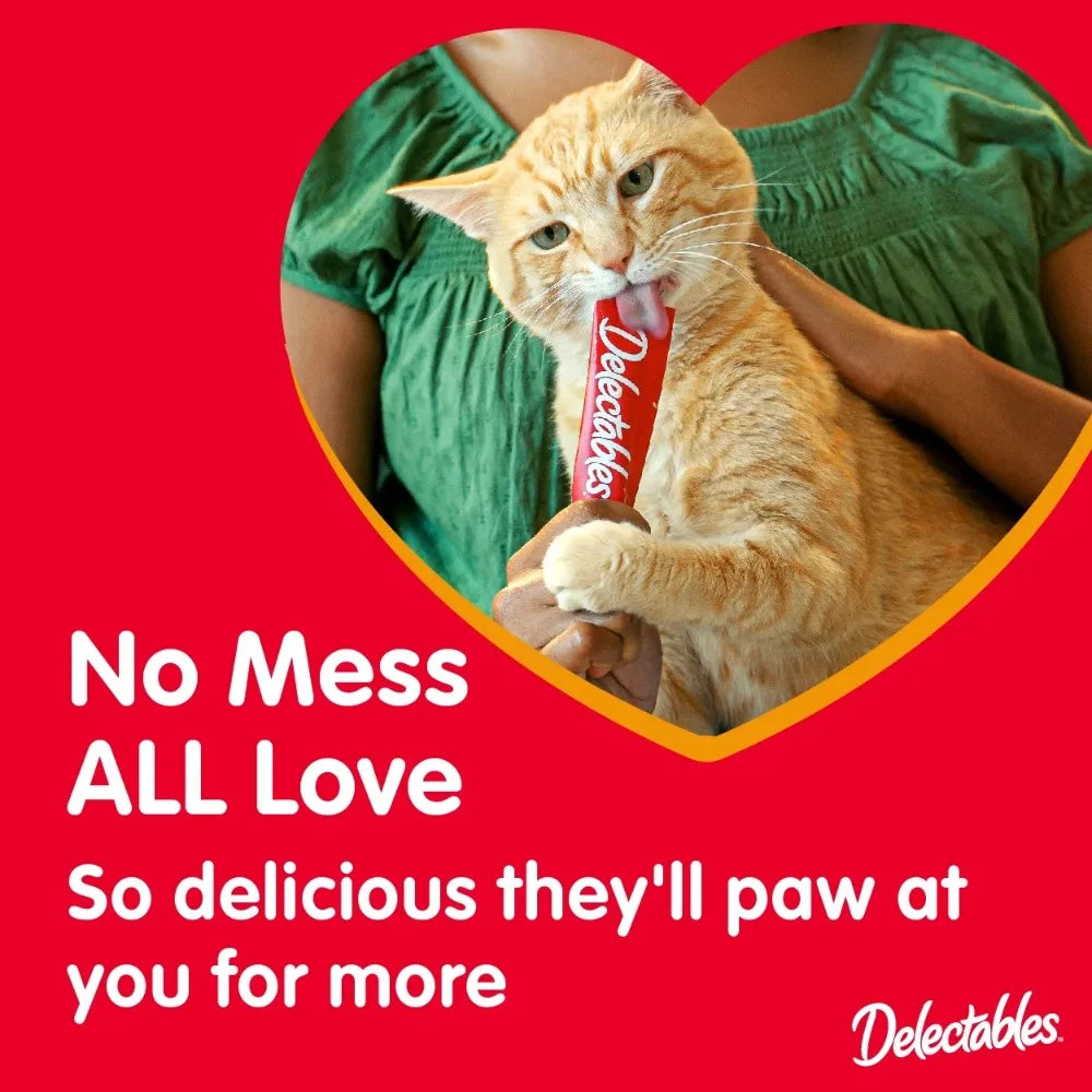 Squeeze Up Lickable Wet Cat Treats – Variety Pack of Creamy Flavors, 0.5oz Tubes, 54-Count Box