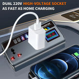 Car Power Inverter 12V/24V to 220V – Portable Automotive Charger with 9 Ports (3 USB QC3.0 + 2 Type-C PD + AC Outlet)