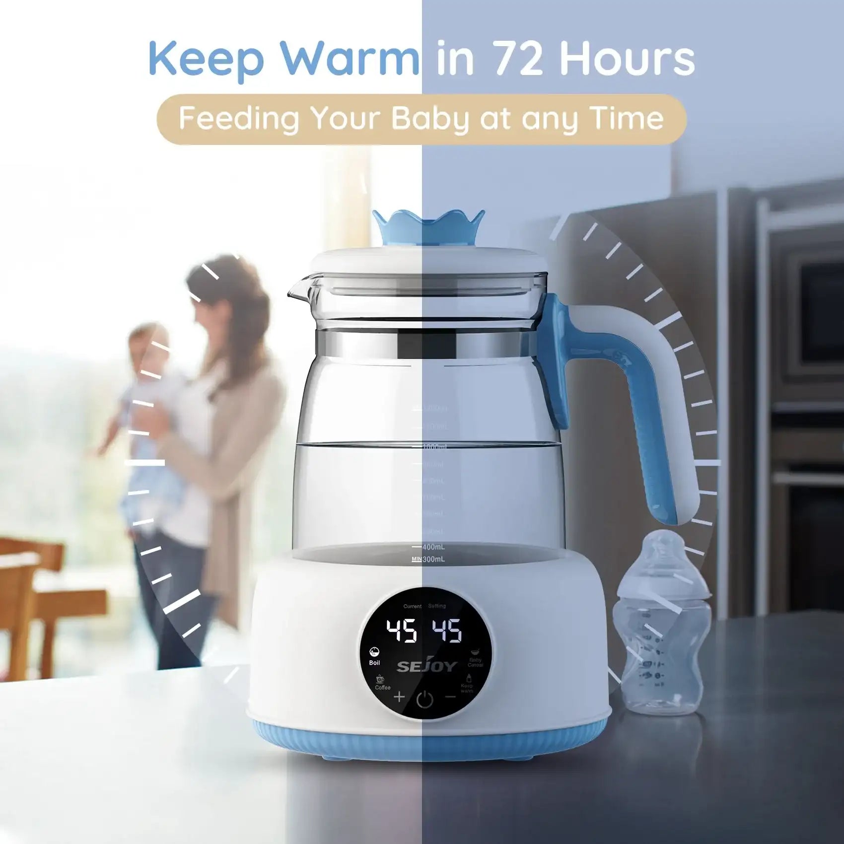 Sejoy Electric Milk Bottle Warmer – Thermostatic Baby Formula Kettle & Feeding Bottle Warmer