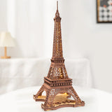“Robotime Rolife Night of the Eiffel Tower – 3D Wooden Puzzle Miniature Building Model for Teens & Adults”
