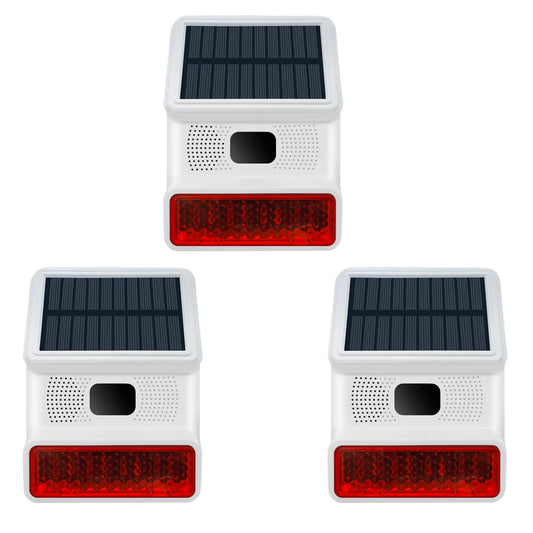 🌞 3PCS Solar Powered Motion Sensor Alarms – 110dB Audible & Visual Strobe Alarms for Farmhouses & Outdoor Security