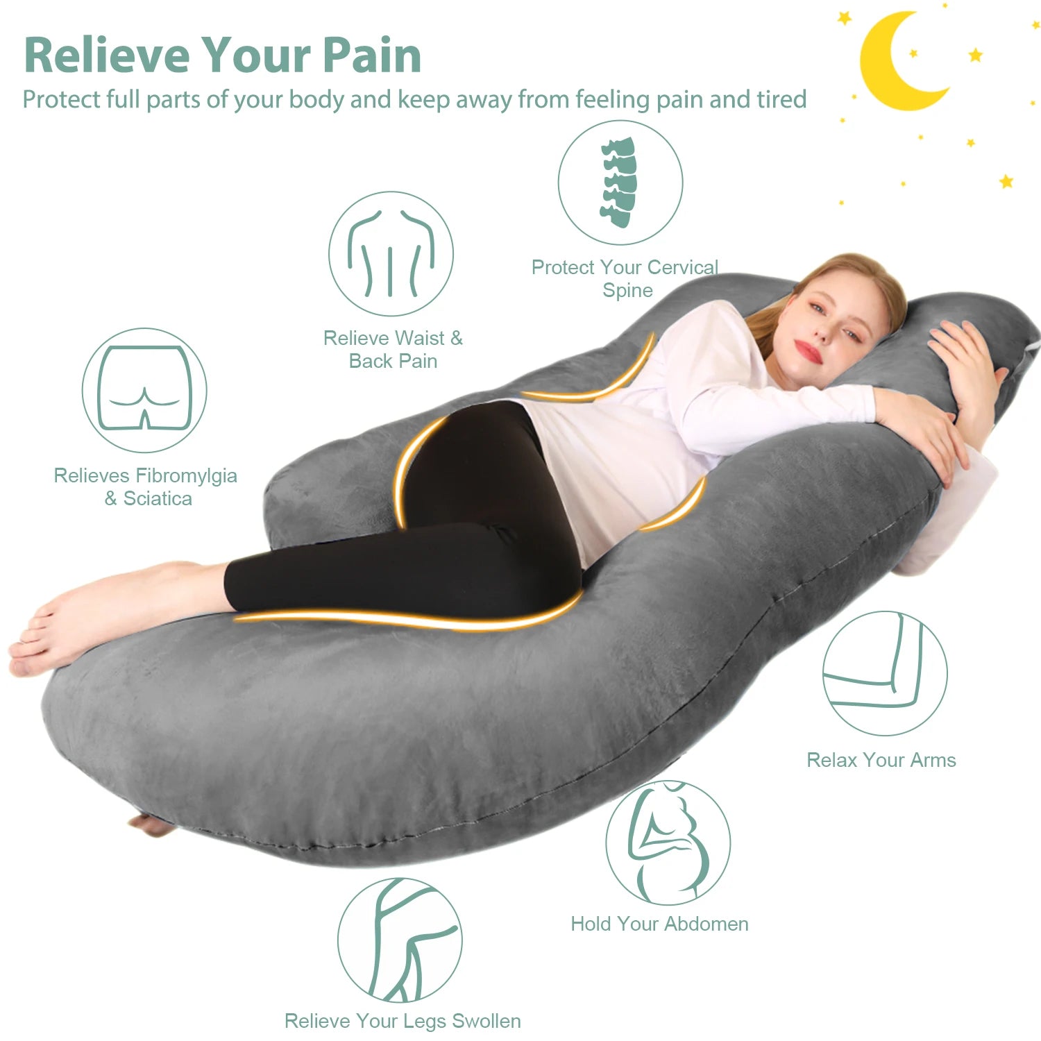 Pregnancy Body Pillow for Sleeping – Large U-Shaped Maternity Pillow for Full Body Support & Comfortable Rest