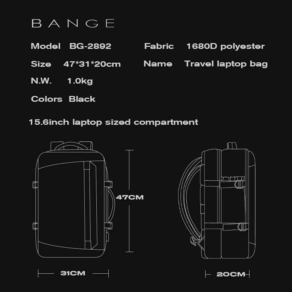 Multifunctional Waterproof 15.6" Laptop Backpack with USB Charging for Business Travel