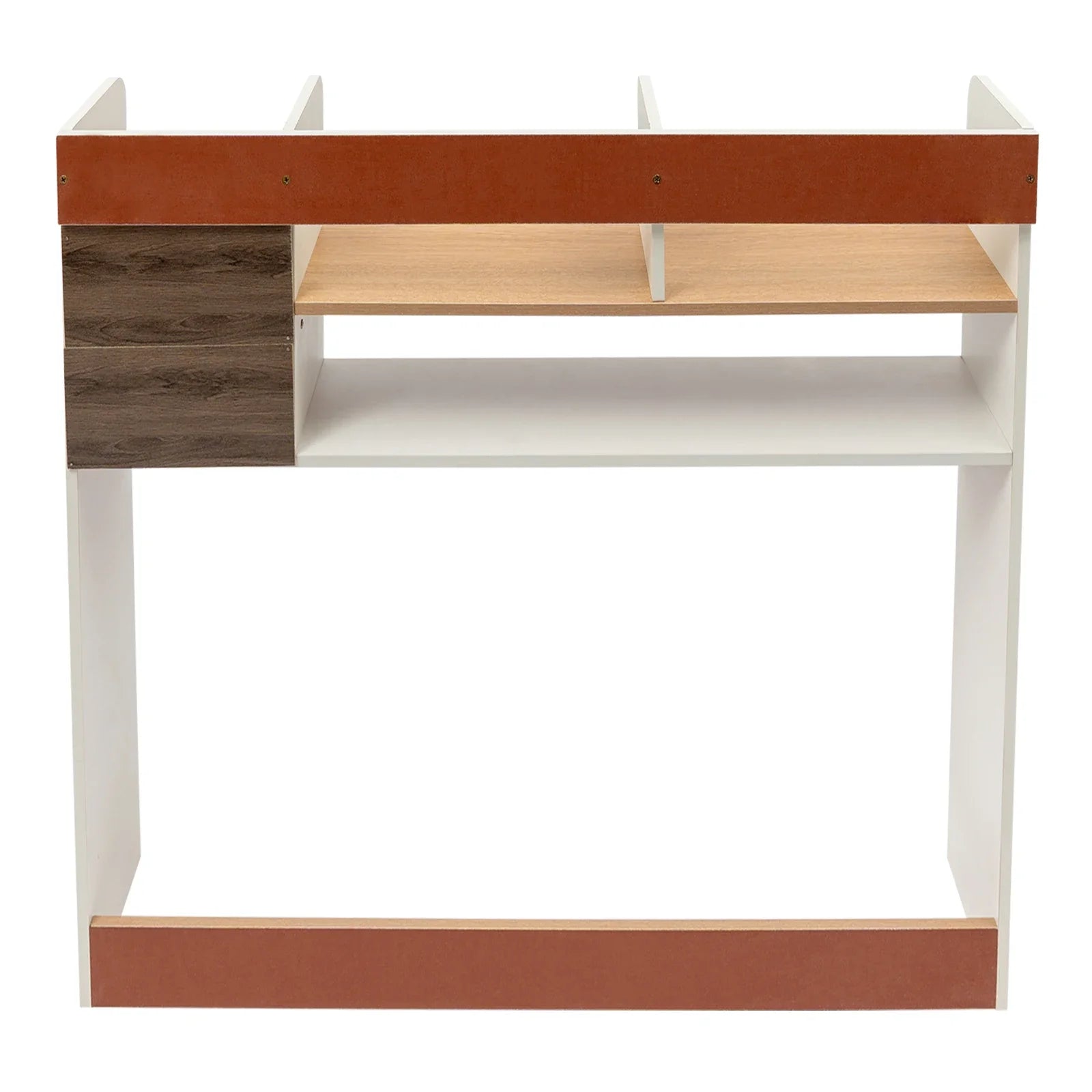 36-Inch Modern 2-Tier Desktop Bookshelf with 2 Drawers – Sleek Desk Organizer
