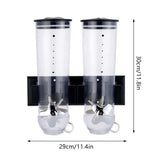 2-Pc Wall-Mount Dry Food Dispenser Set – Stainless Steel Cereal, Rice & Grain Containers (Silver & Black)