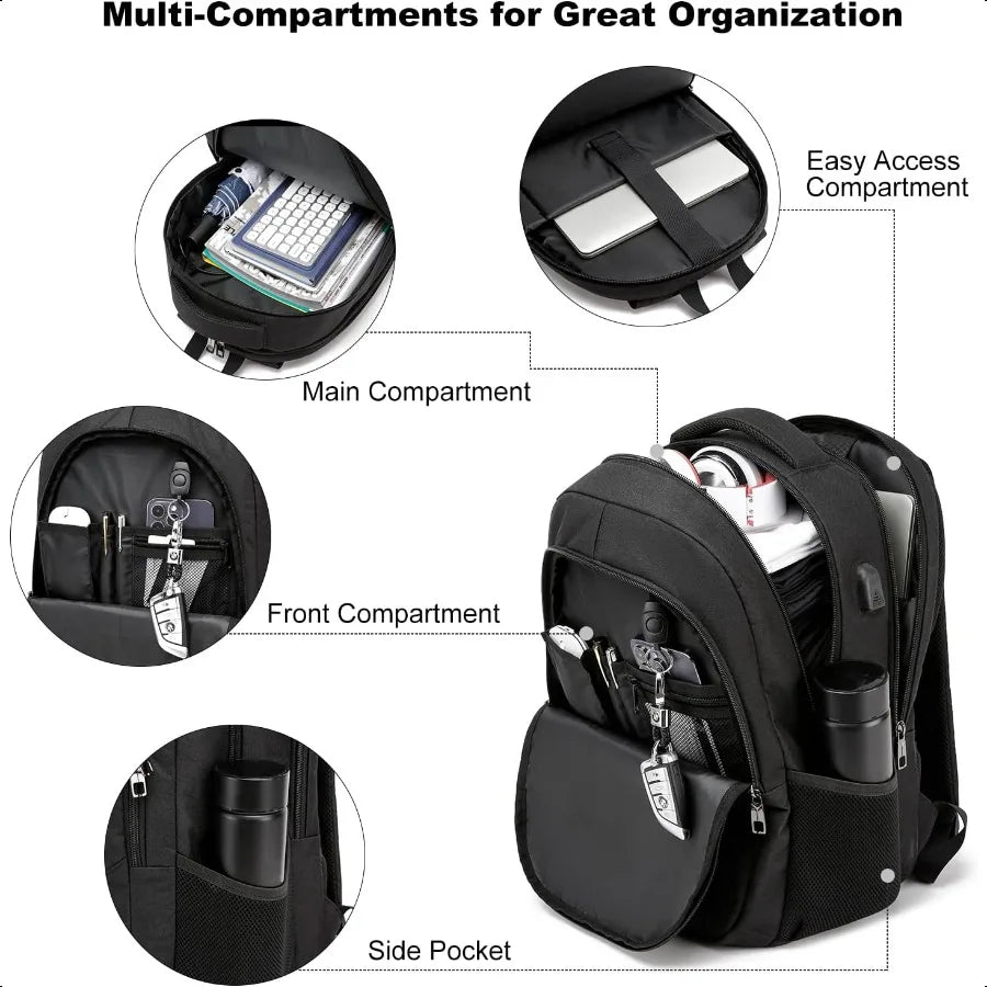 Water-Resistant Anti-Theft Laptop Backpack — Durable Travel & School Bag for Men & Women