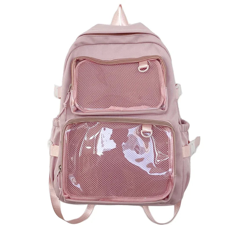 Japanese Style Transparent Ita Backpack for Girls – Large Capacity Display School Bag for College Students