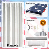 30 ft Sectional Aluminum Flag Pole Kit – Extra-Thick In-Ground Flagpole for Outdoor Use (Includes 5×3 US Flag)