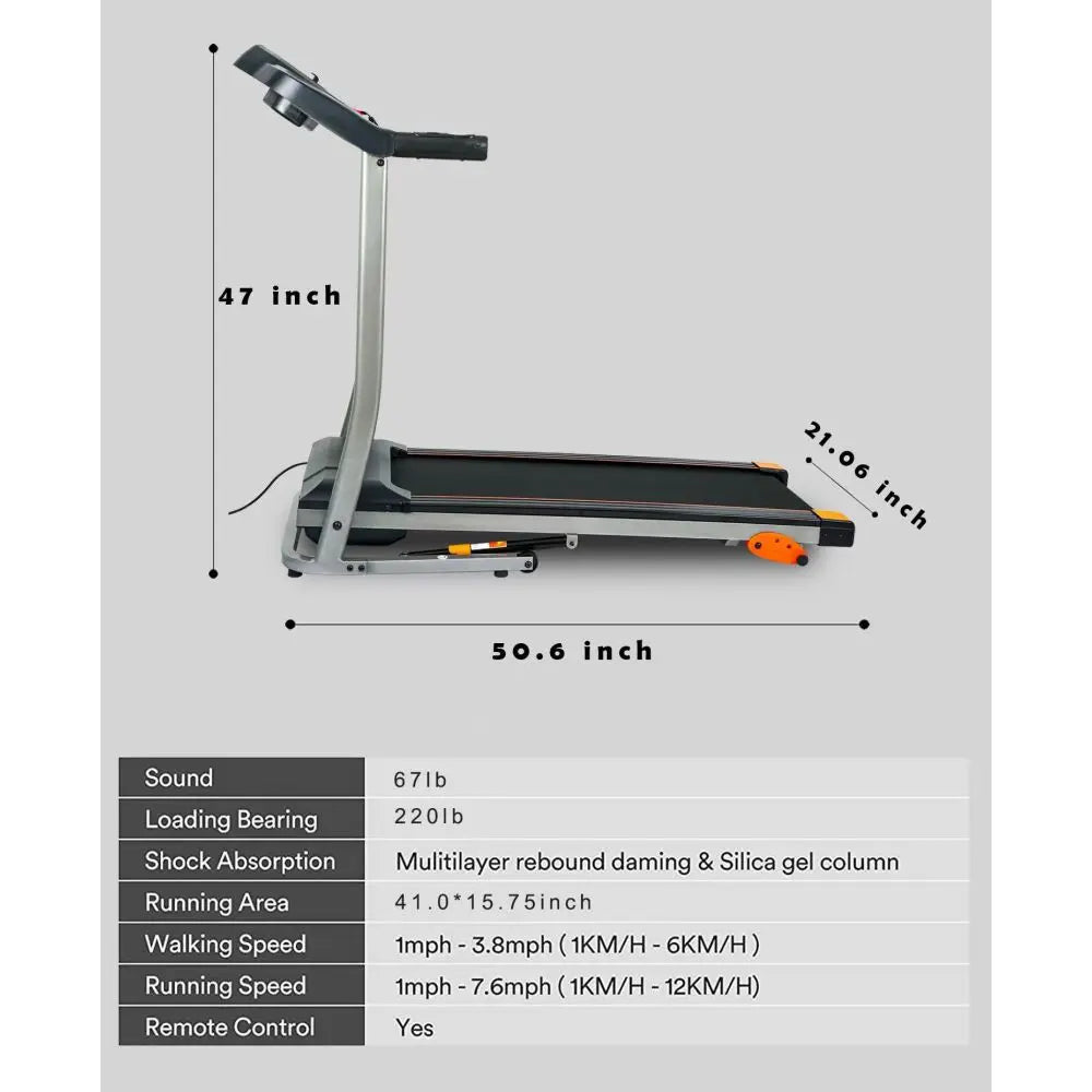 2.5HP Foldable Treadmill – 12 km/h Home Cardio Machine with LCD Monitor 💪🏡