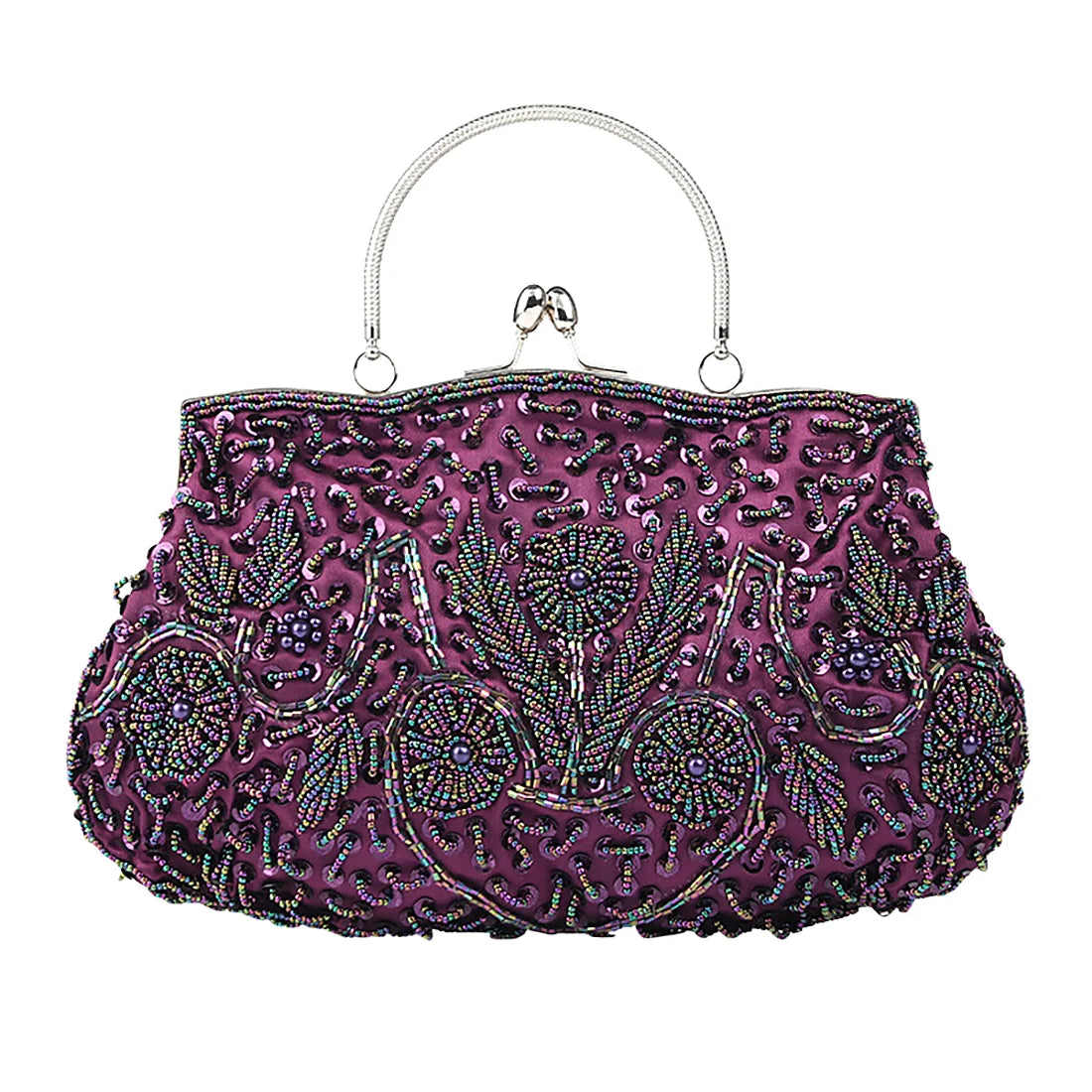 Women’s Retro Beaded Embroidered Evening Bag – Bridal Clutch with Chain Strap for Weddings, Parties & Banquets