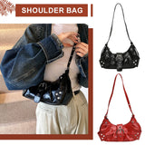 Women’s Y2K Punk Under-Arm Shoulder & Crossbody Bag – Solid PU Leather Handbag