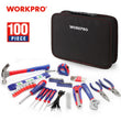 WORKPRO 100PCS Household Tool Set – Complete Home & Mechanic Kit with Pliers, Screwdrivers, Wrenches, Hammer & Utility Knife