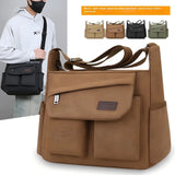 Men’s Canvas Messenger Bag – Casual Travel Shoulder Bag with Multi-Pocket & Adjustable Strap