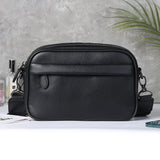 Men’s Casual Business Crossbody Bag – Classic Plaid Small Square Shoulder Satchel with Wide Strap for Work & Travel