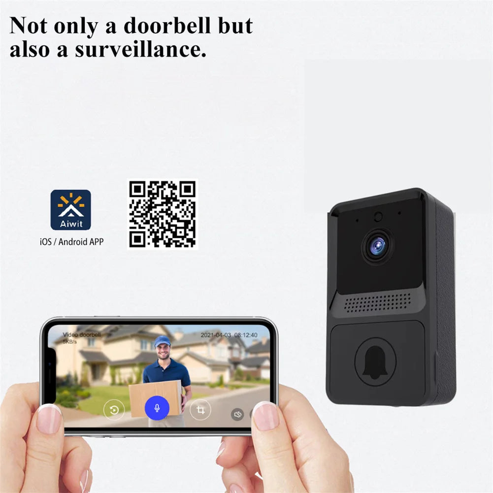 WiFi Video Doorbell Mini – Wireless Smart Home Security Doorbell with Two-Way Audio, Photo Recording & Long Standby Battery