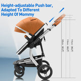 Reversible Foldable Baby Stroller with Bassinet Mode – High Landscape Portable Pram for Newborn & Toddler