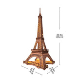 “Robotime Rolife Night of the Eiffel Tower – 3D Wooden Puzzle Miniature Building Model for Teens & Adults”