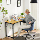 1- Product Title: Sleek Compact Computer Desk with Side Storage Bag & Headphone Hook