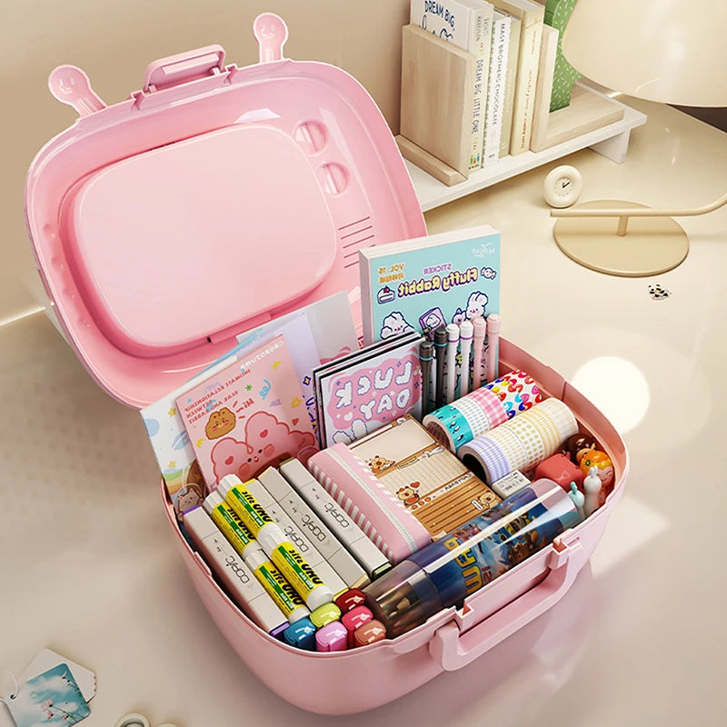 Large Capacity Desktop Storage Box – Multi-Compartment Organizer for Stationery & Accessories