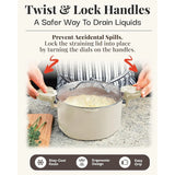 5-Quart Nonstick Ceramic Stock Pot with Glass Lid – Twist Lock Handles & Strainer for Easy Cooking 🍲✨