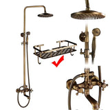 Antique Brass Shower Faucet Set – Wall-Mounted Rainfall Head with Dual Handles Hot & Cold Mixer Tap
