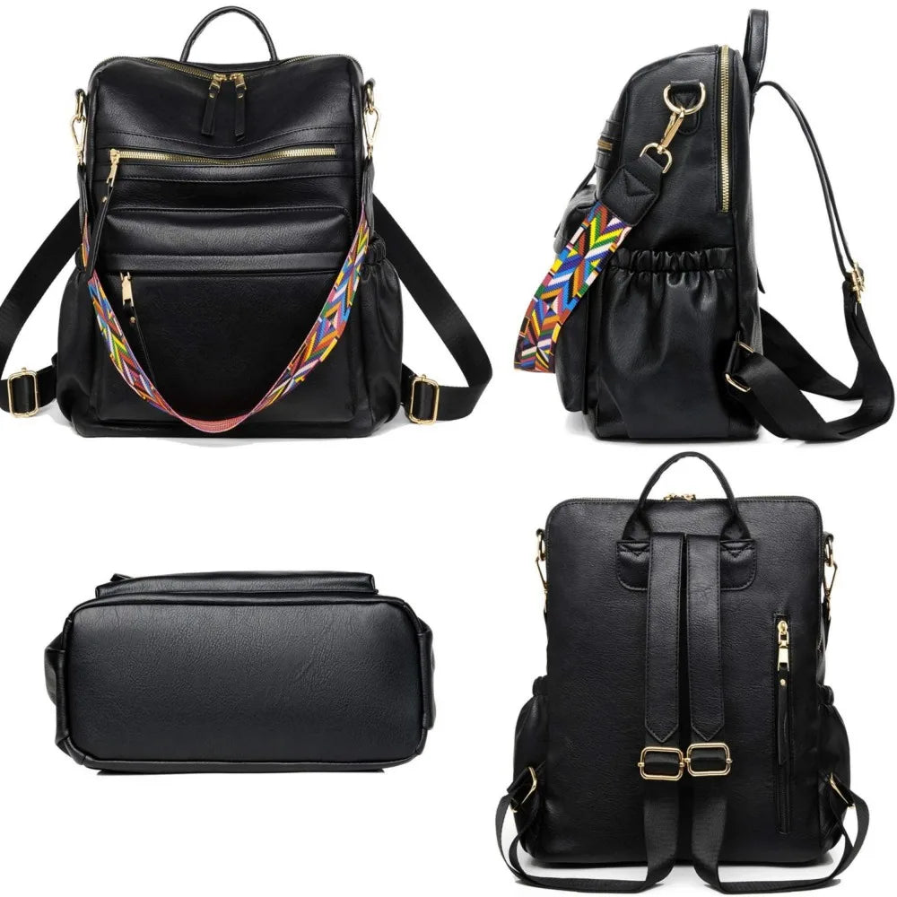 Women’s PU Leather Convertible Backpack Purse – Fashion Casual Shoulder Bag | Large-Capacity Stylish Daypack for Daily Use