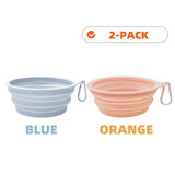 2-Pack Collapsible Pet Silicone Bowls – Portable Folding Food & Water Dishes with Carabiner for Dogs & Cats, Camping & Travel