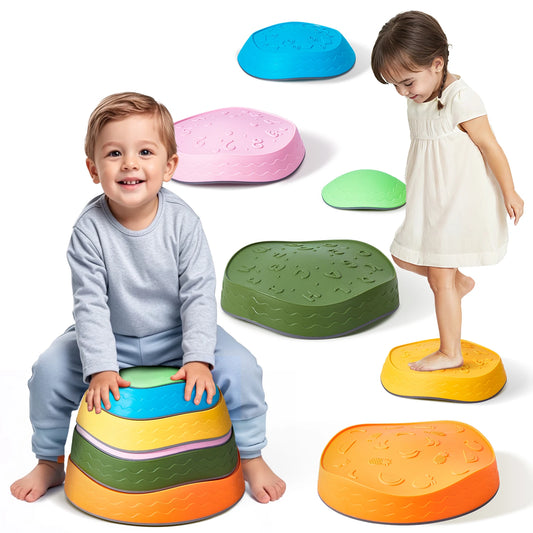 Succebuy 5–6 Pcs Balance Stepping Stones – Kids Training & Sensory Play Toys for Indoor/Outdoor Games 🪨👧👦