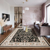 Vintage Floral Washable Area Rug – Soft Low-Pile Non-Slip Carpet for Living Room & Bedroom
