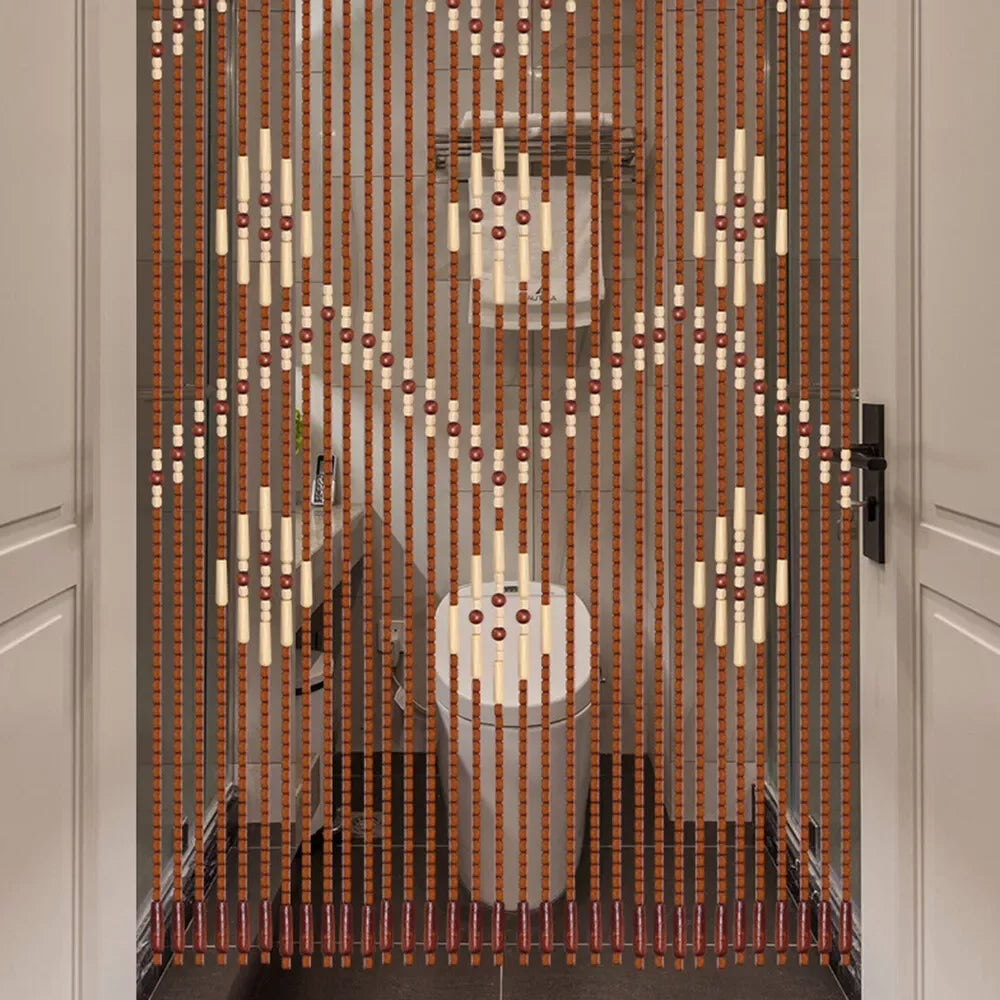 Wooden Bead Curtain – 32-Line Natural Doorway Curtain for Porch, Bedroom & Boho Home Décor (90×175 cm)