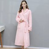 Thick Coral Velvet Bathrobe – Warm Winter Long Robe for Men & Women | Soft Couple Pajama Robe & Shower Wrap