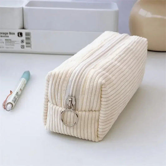 Corduroy Pencil Case – Large Capacity Zipper Pen Bag & Student Gift in INS Style
